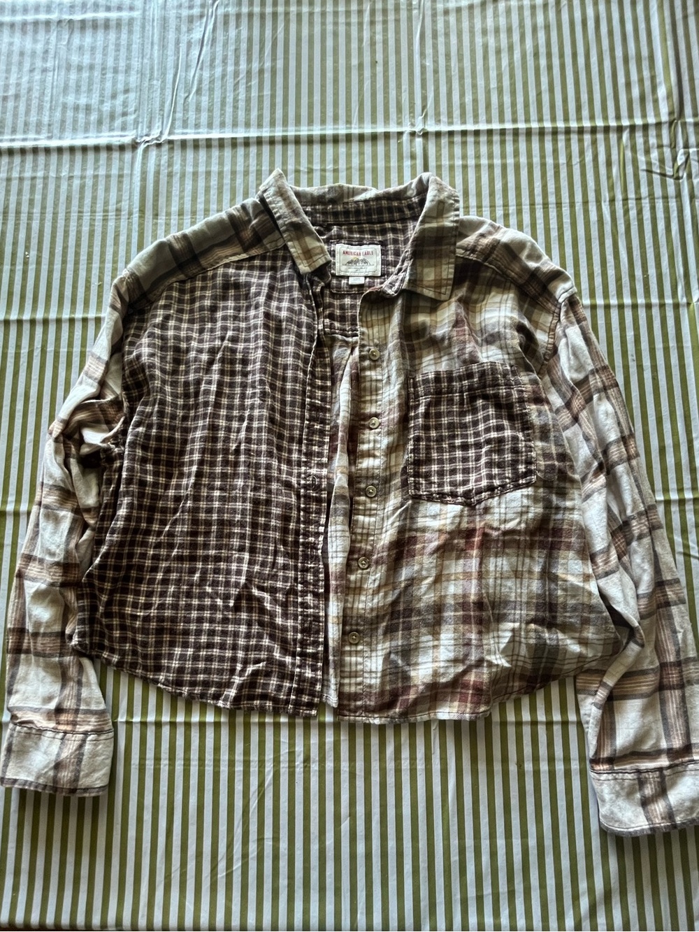 American Eagle Outfitters Brown Plaid Kids Button-Down Shirt
